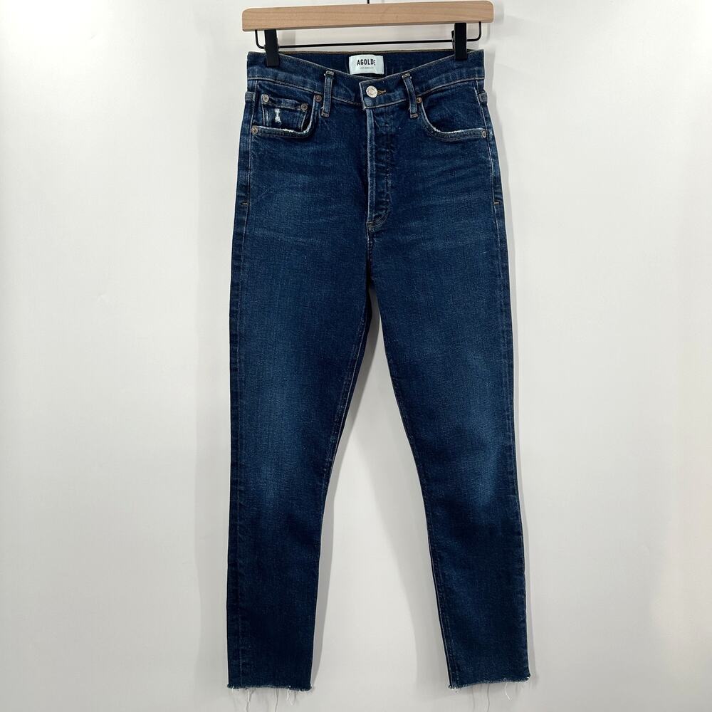 AGOLDE Nico High Rise Slim Fit Jeans Raw Hem in Vox Indigo‎ Dark Wash Size 24